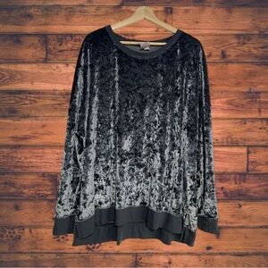 5‎ for $25🔥Secret Treasures Grey Silver Velvet Pajama Top 3X (22W-24W)